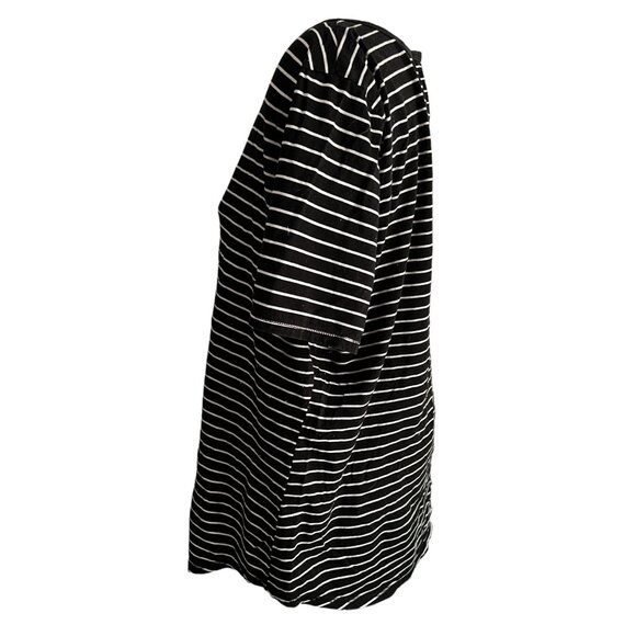 Just My Size Black & White Striped Baby Tee Sz 3XL Womens Plus V Neck Short Slee - Picture 3 of 8